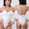 ガーゼ風生地ストレッチハイレグハーフバックレオタード ホワイト